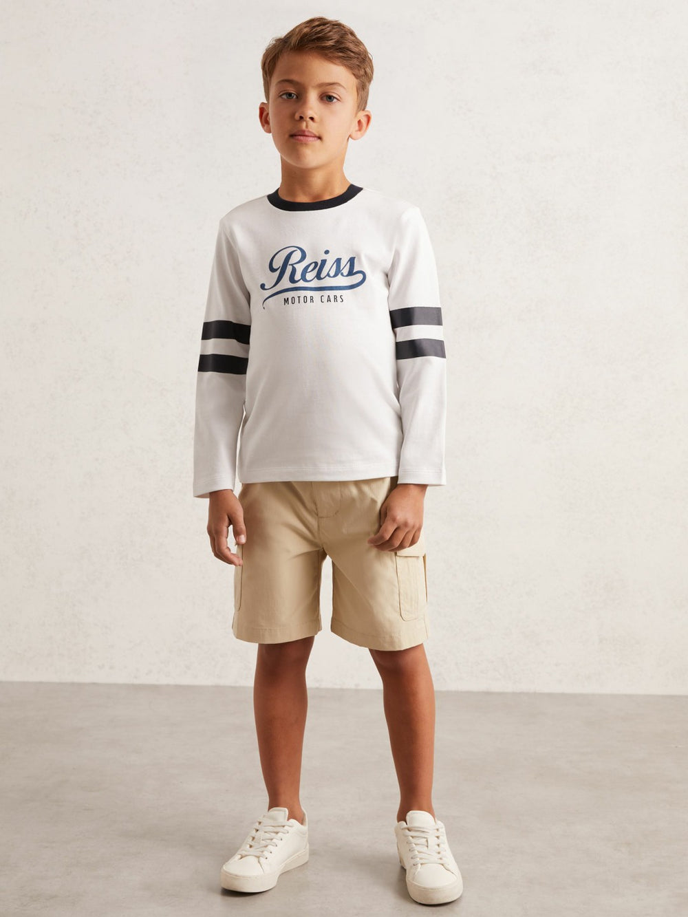 Children & Baby 9-13 yrs Cotton Motor Cars Logo T-Shirt in White/Blue