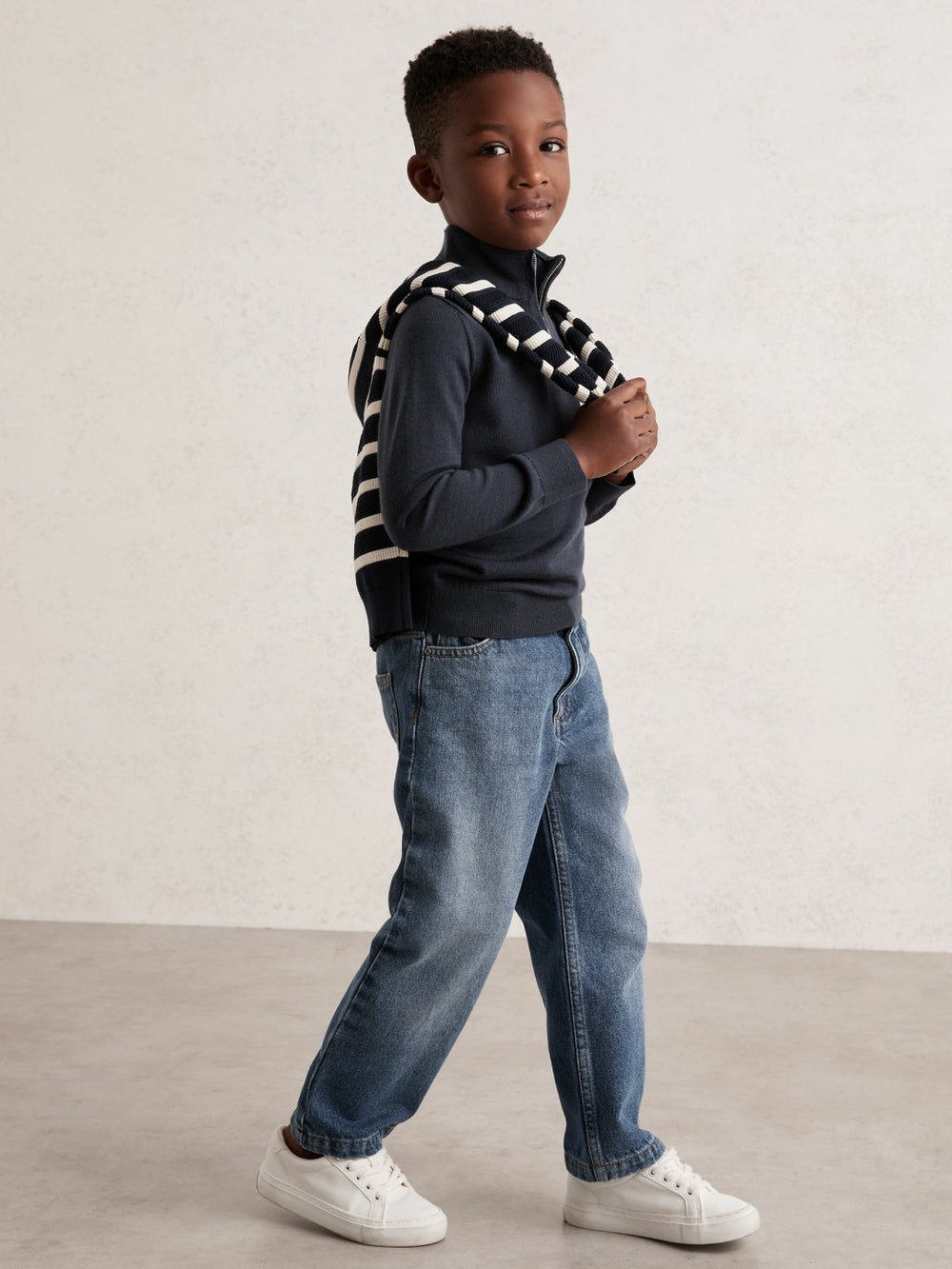 Children & Baby 13-14 yrs Merino Wool Half-Zip Funnel Neck Jumper in Midnight Navy