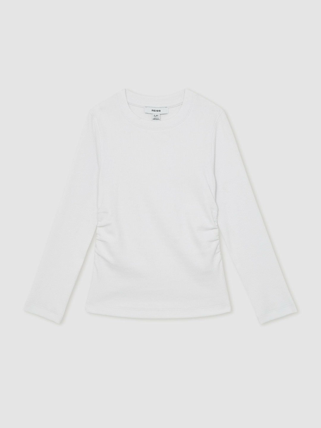 Children & Baby 13-14 yrs Cotton Ruched Long-Sleeve T-Shirt with Stretch in Ivory