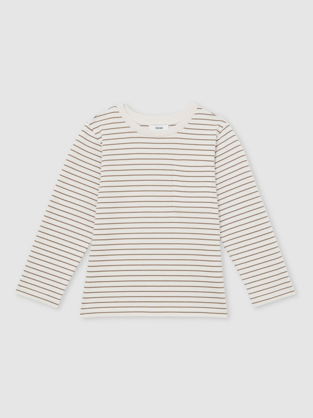 Children & Baby 4-9 yrs Stretch-Cotton Stripe T-Shirt in Off White/Camel