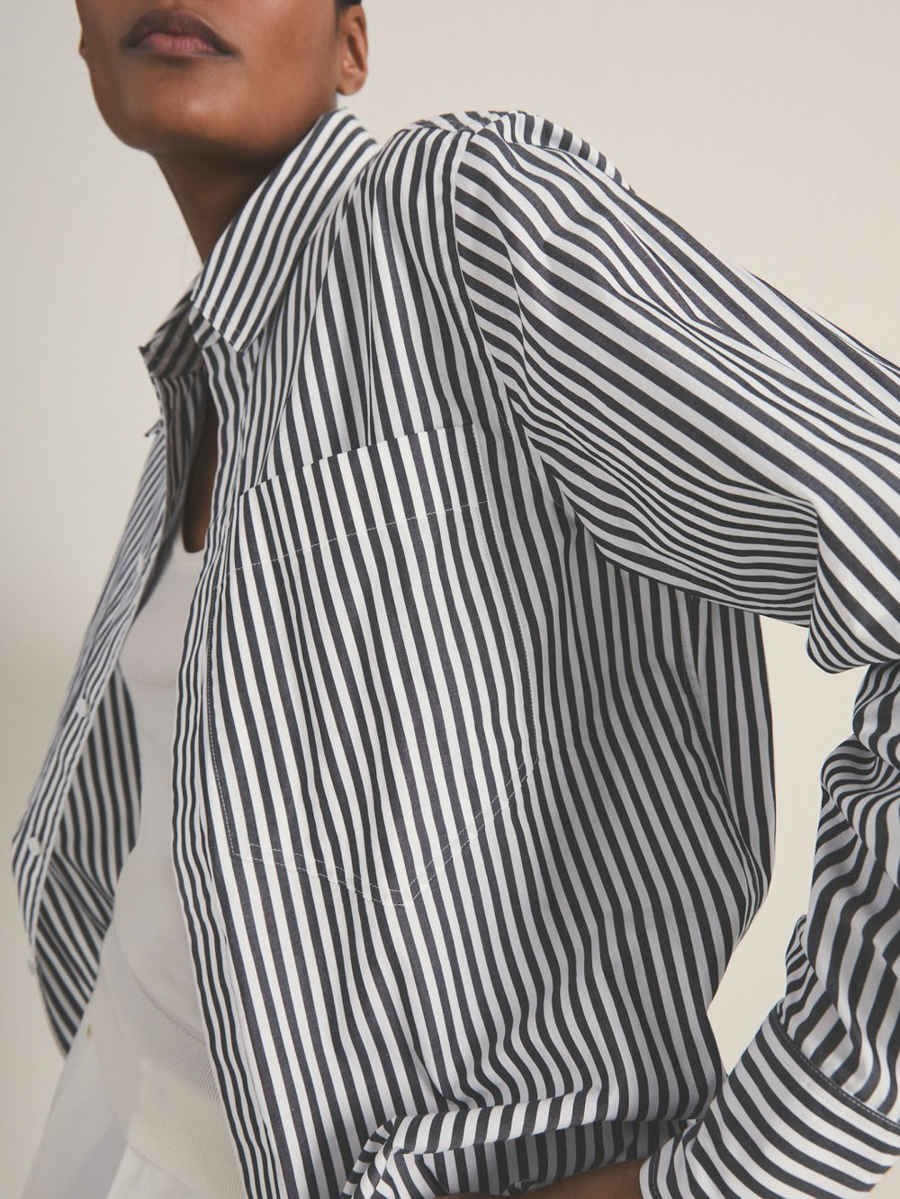 Women | Les 100 Ciels Stripe Shirt in White/Navy