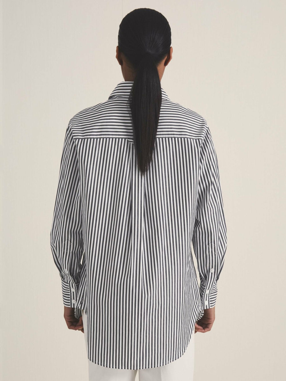 Women | Les 100 Ciels Stripe Shirt in White/Navy