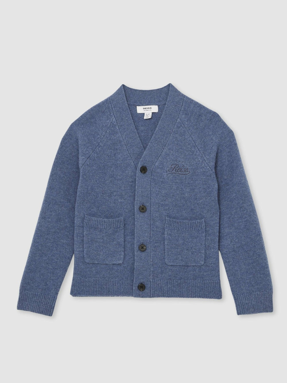Children & Baby 13-14 yrs Wool Embroidered-Logo Cardigan in Dark Airforce Blue