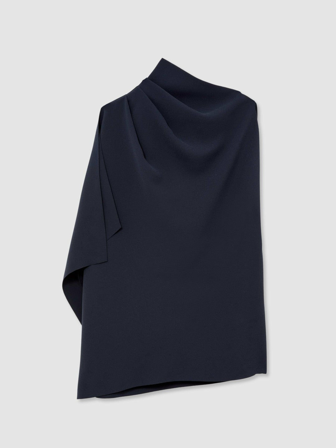 Women One-Shoulder Draped Top in Navy