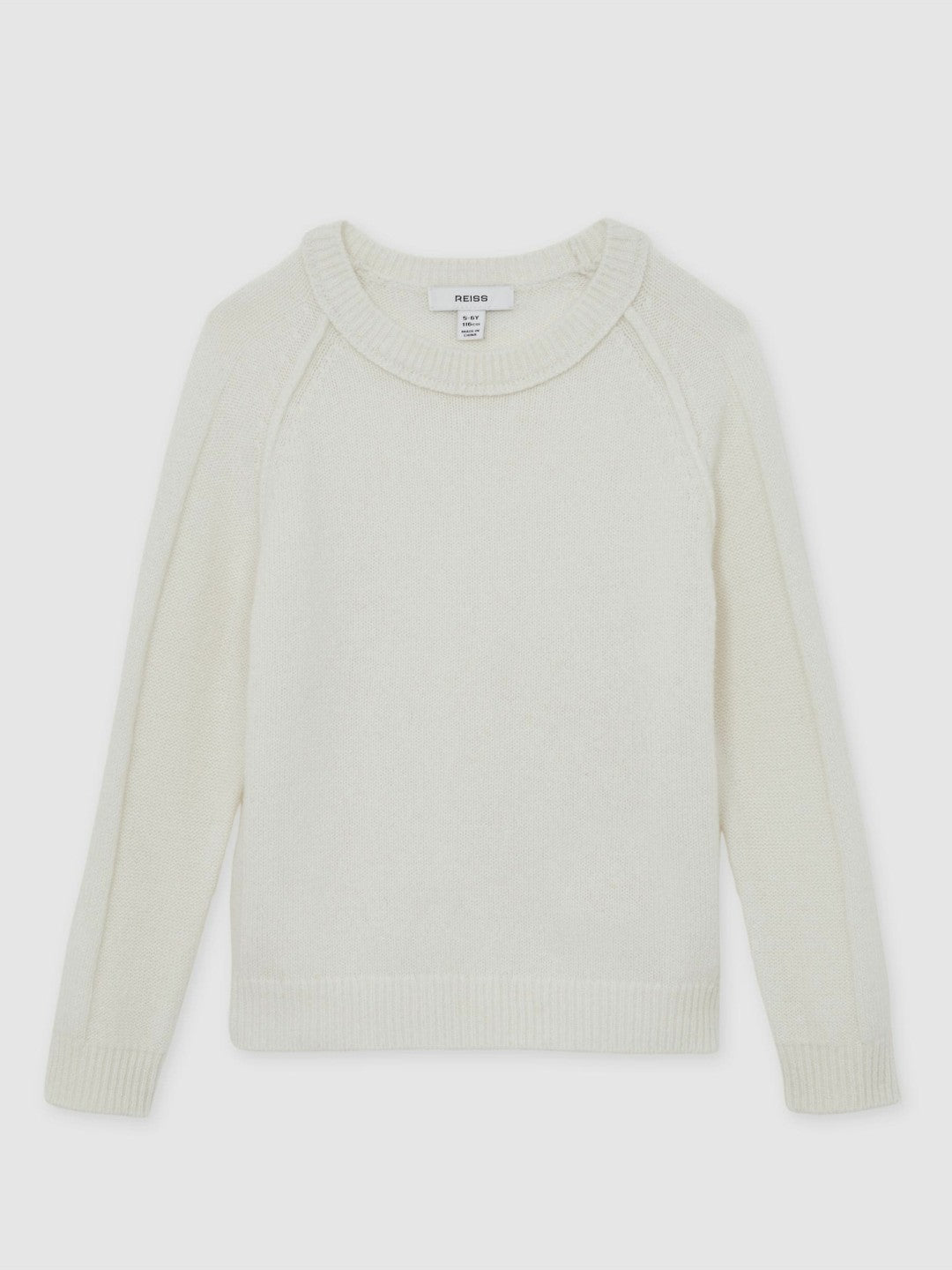Children & Baby 13-14 yrs Wool-Cashmere Reverse-Seam Jumper in Off White