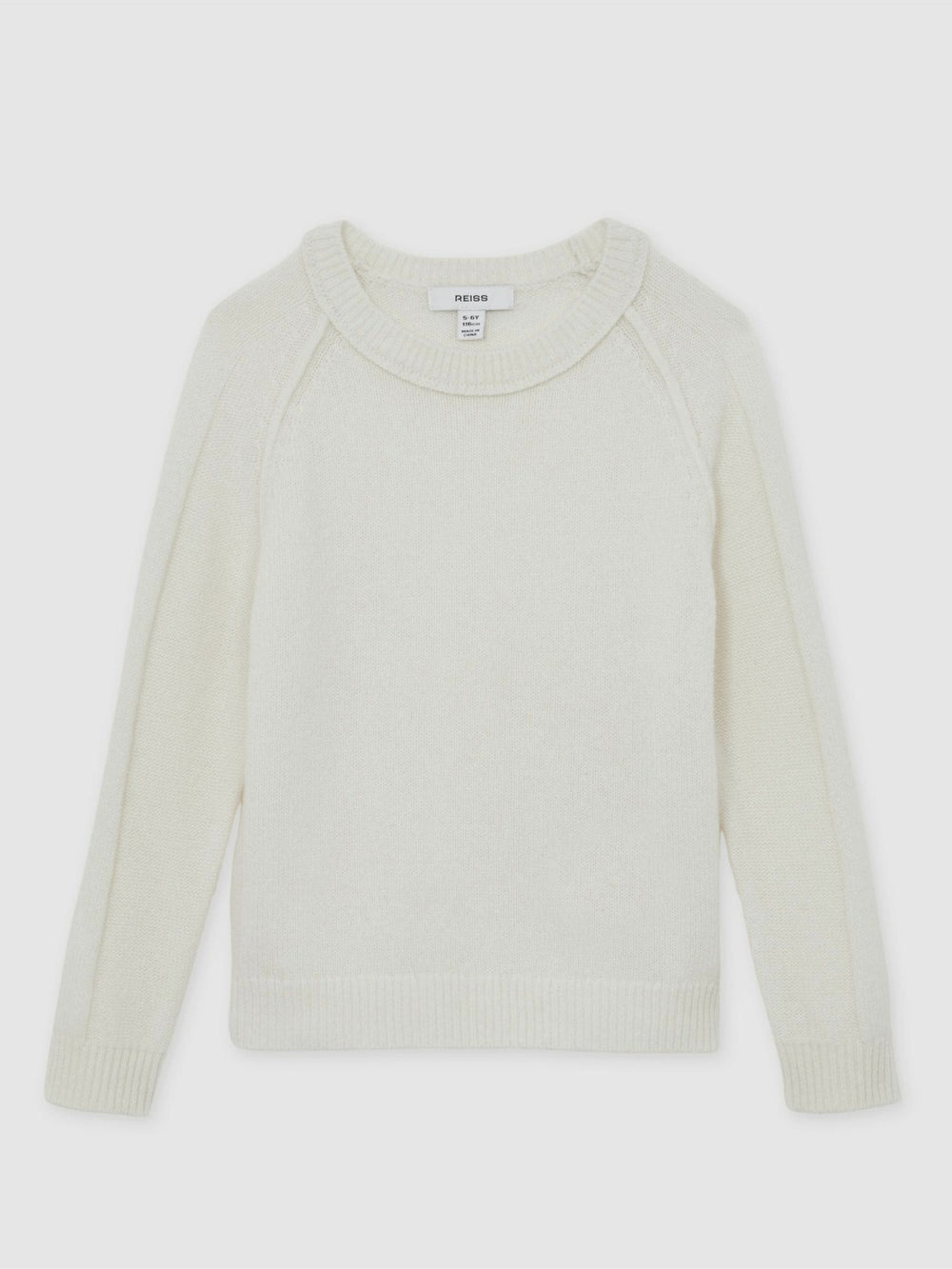 Children & Baby 13-14 yrs Wool-Cashmere Reverse-Seam Jumper in Off White