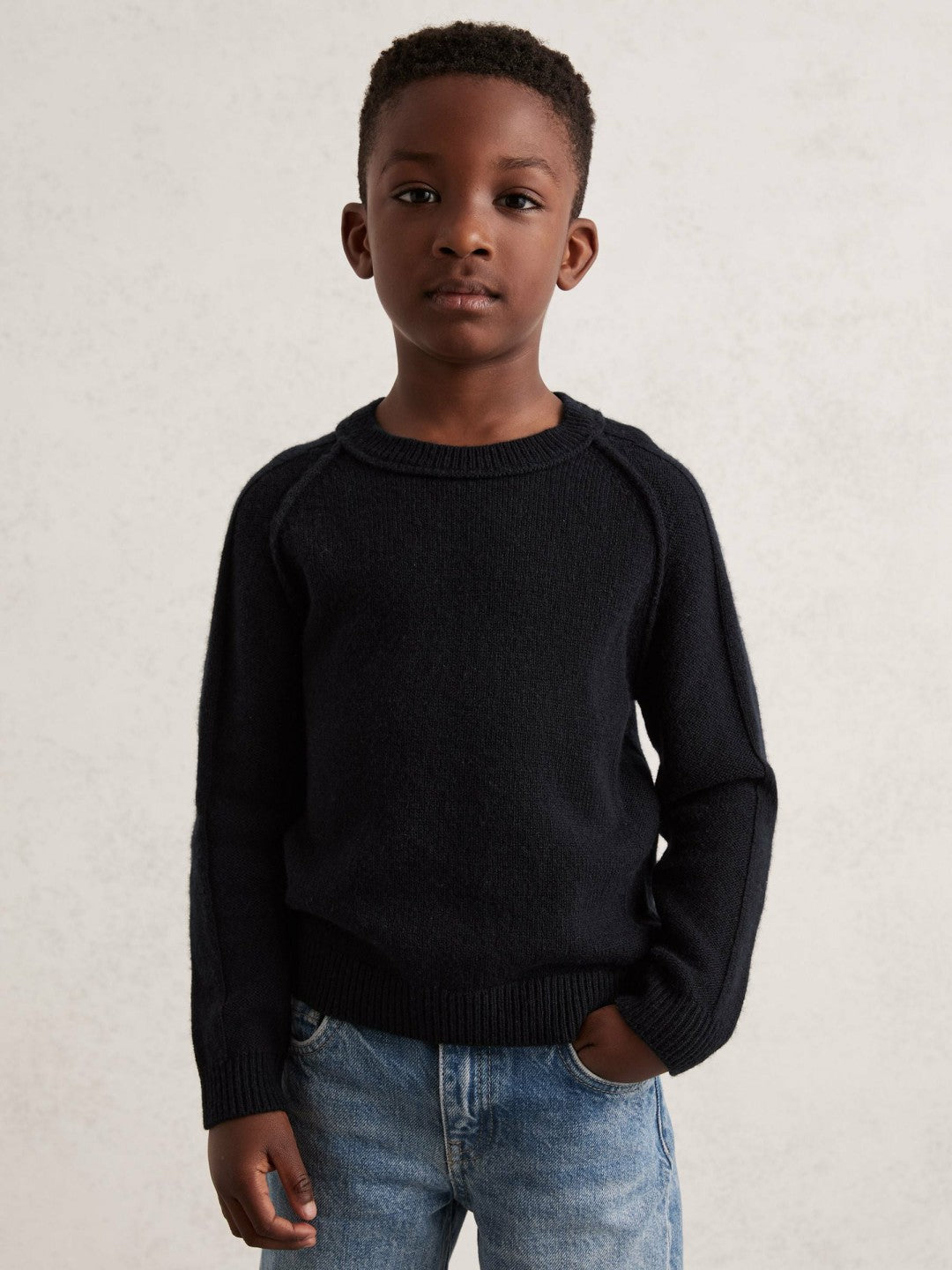 Children & Baby 13-14 yrs Wool-Cashmere Reverse-Seam Jumper in Navy