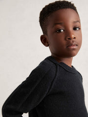 Children & Baby 13-14 yrs Wool-Cashmere Reverse-Seam Jumper in Navy