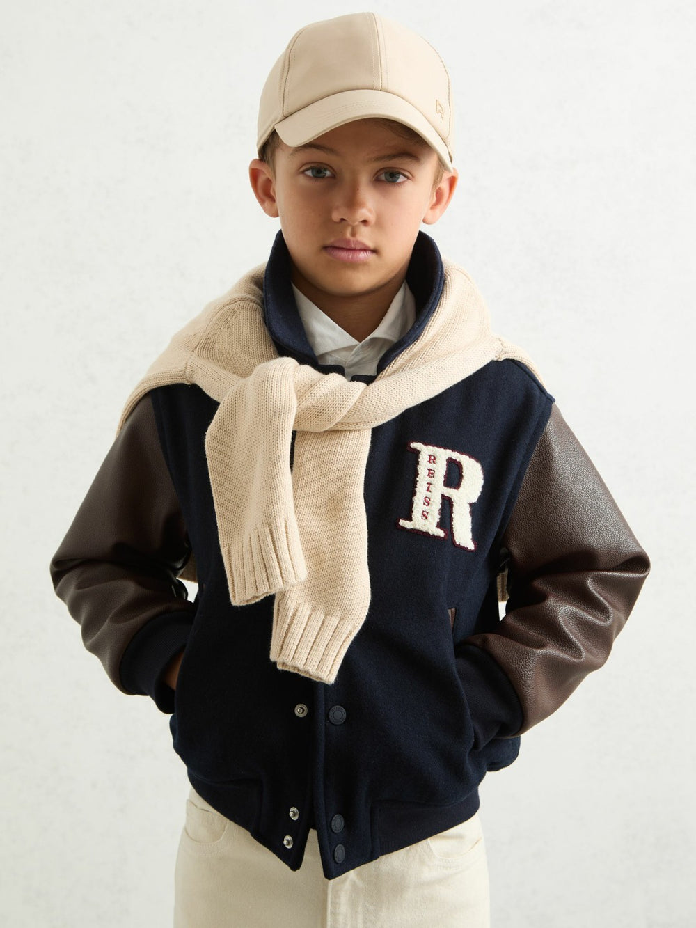 Children & Baby 3-9 yrs Motor Cars Press-Stud Bomber Jacket in Navy/Brown