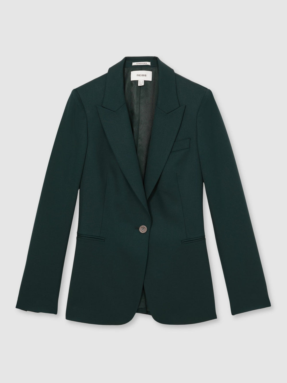 Women Wool-Blend Single-Breasted Suit Blazer in Green