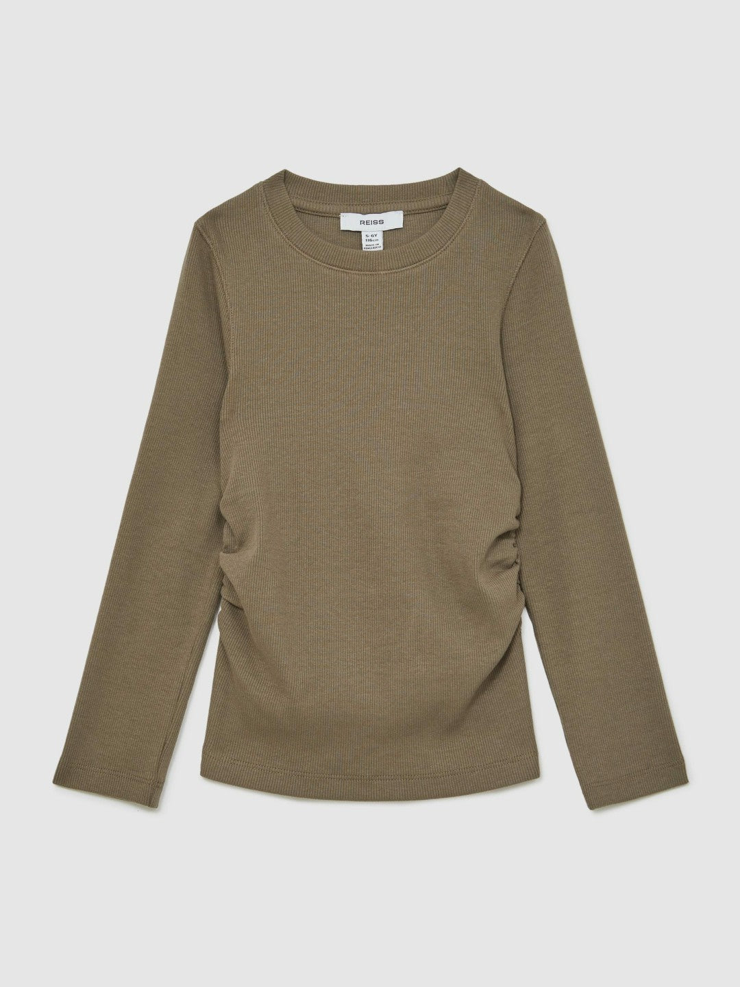 Children & Baby 4-9 yrs Cotton Ruched Long-Sleeve T-Shirt with Stretch in Khaki