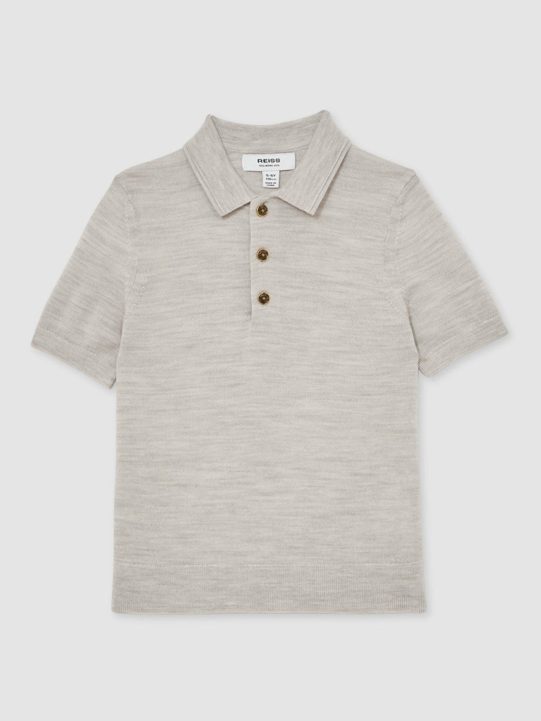 Children & Baby 9-13 yrs Merino Wool Short Sleeve Polo Shirt in Wicker Melange