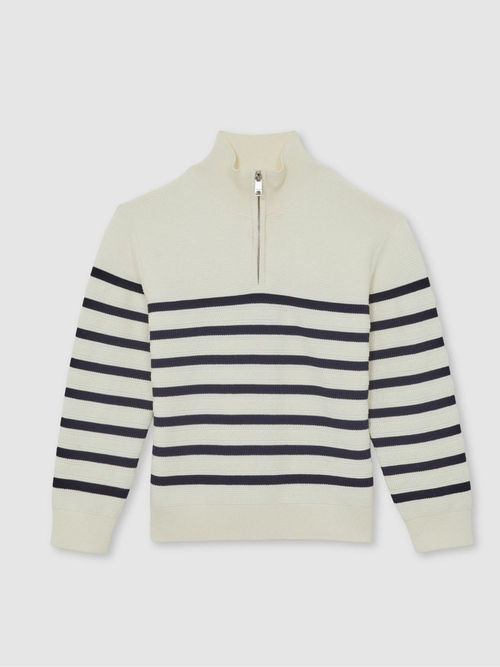Children & Baby 13-14 yrs Cotton-Blend Stripe Half-Zip Jumper in White