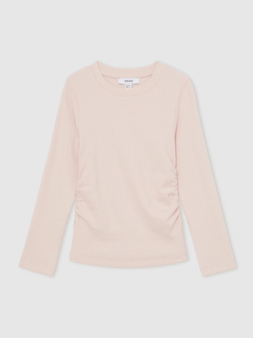 Children & Baby 4-9 yrs Cotton Ruched Long-Sleeve T-Shirt with Stretch in Pale Pink