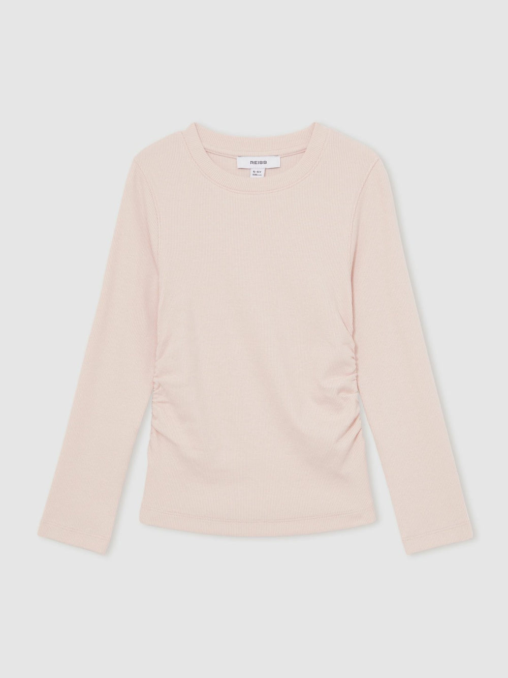 Children & Baby 4-9 yrs Cotton Ruched Long-Sleeve T-Shirt with Stretch in Pale Pink