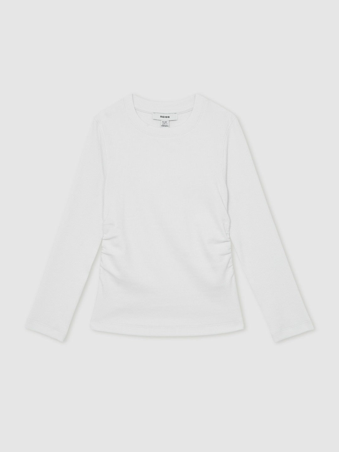 Children & Baby 9-13 yrs Cotton Ruched Long-Sleeve T-Shirt with Stretch in Ivory
