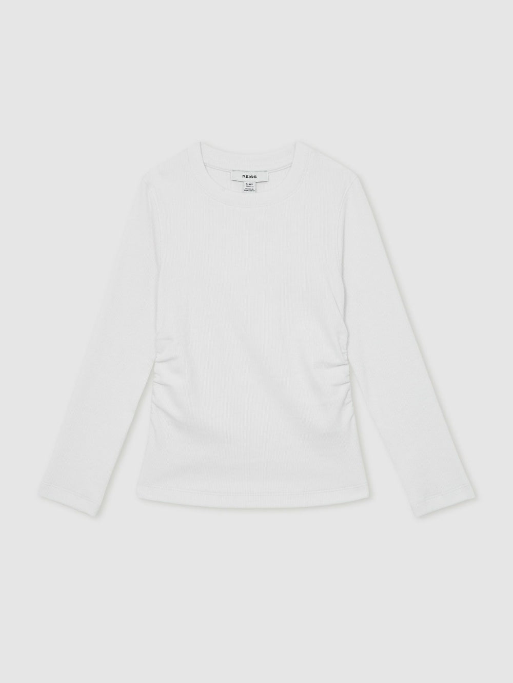 Children & Baby 9-13 yrs Cotton Ruched Long-Sleeve T-Shirt with Stretch in Ivory