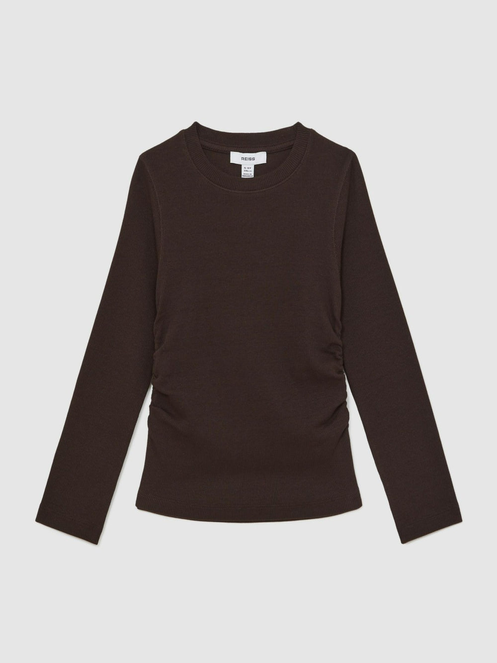 Children & Baby 9-13 yrs Cotton Ruched Long-Sleeve T-Shirt with Stretch in Chocolate