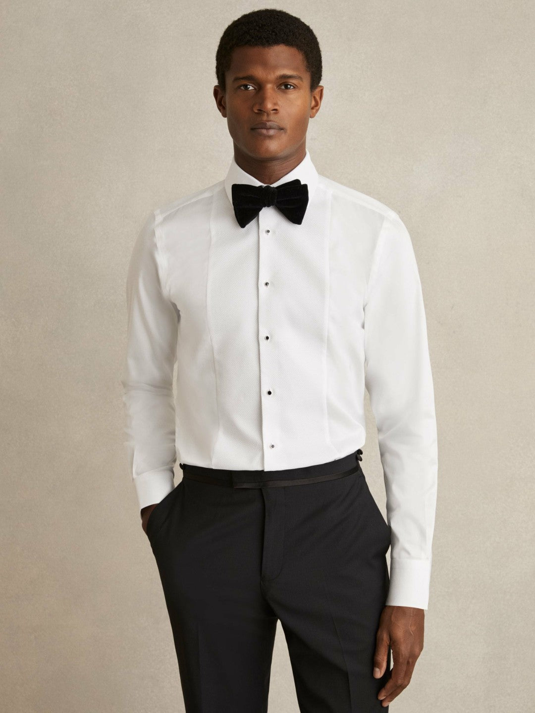 Men Regular Fit Cotton Double-Cuff Dinner Shirt Regular-Fit in White