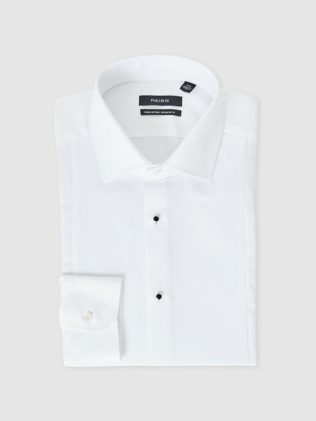 Men Regular Fit Cotton Double-Cuff Dinner Shirt Regular-Fit in White