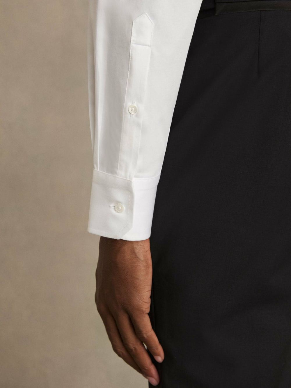 Men Regular Fit Cotton Double-Cuff Dinner Shirt Regular-Fit in White