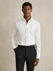 Men Regular Fit Cotton Double-Cuff Dinner Shirt Regular-Fit in White