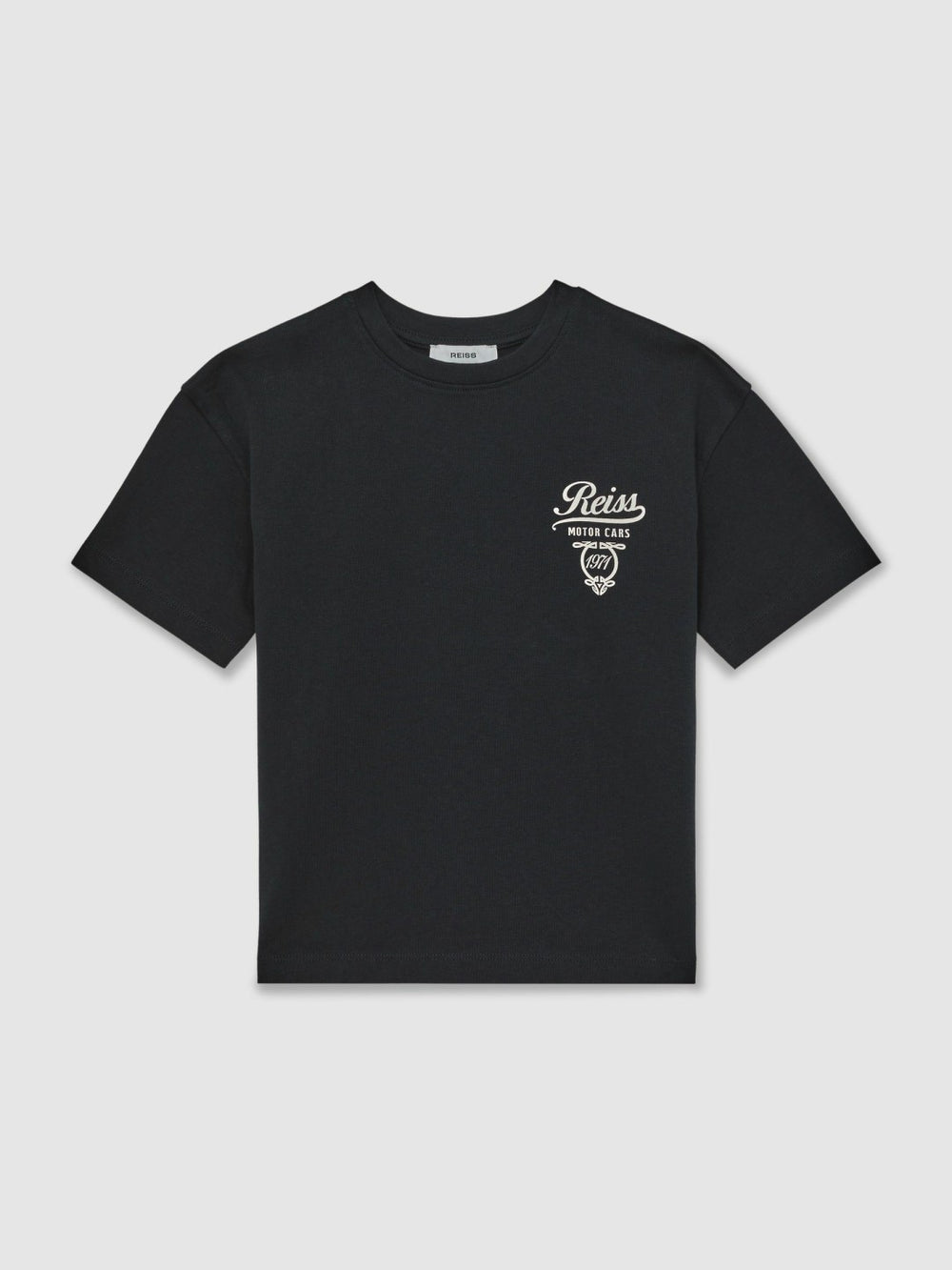 Children & Baby 13-14 yrs Cotton Motor Cars-Print T-Shirt in Washed Blue/White