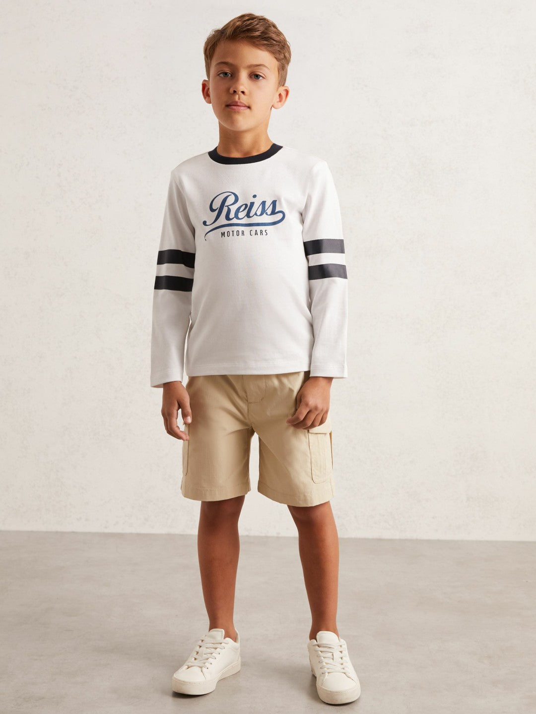 Children & Baby 13-14 yrs Cotton Motor Cars Logo T-Shirt in White/Blue