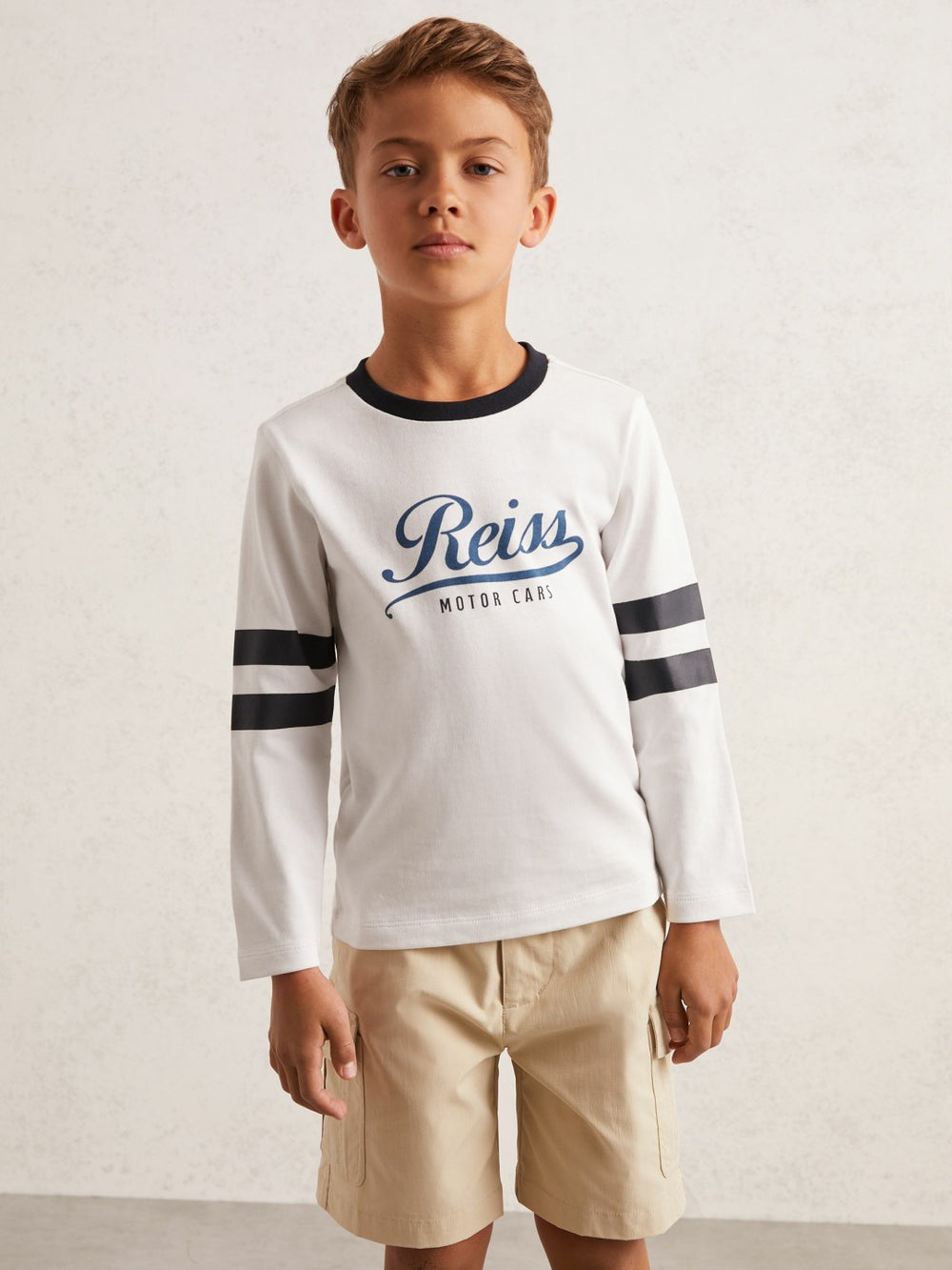 Children & Baby 13-14 yrs Cotton Motor Cars Logo T-Shirt in White/Blue