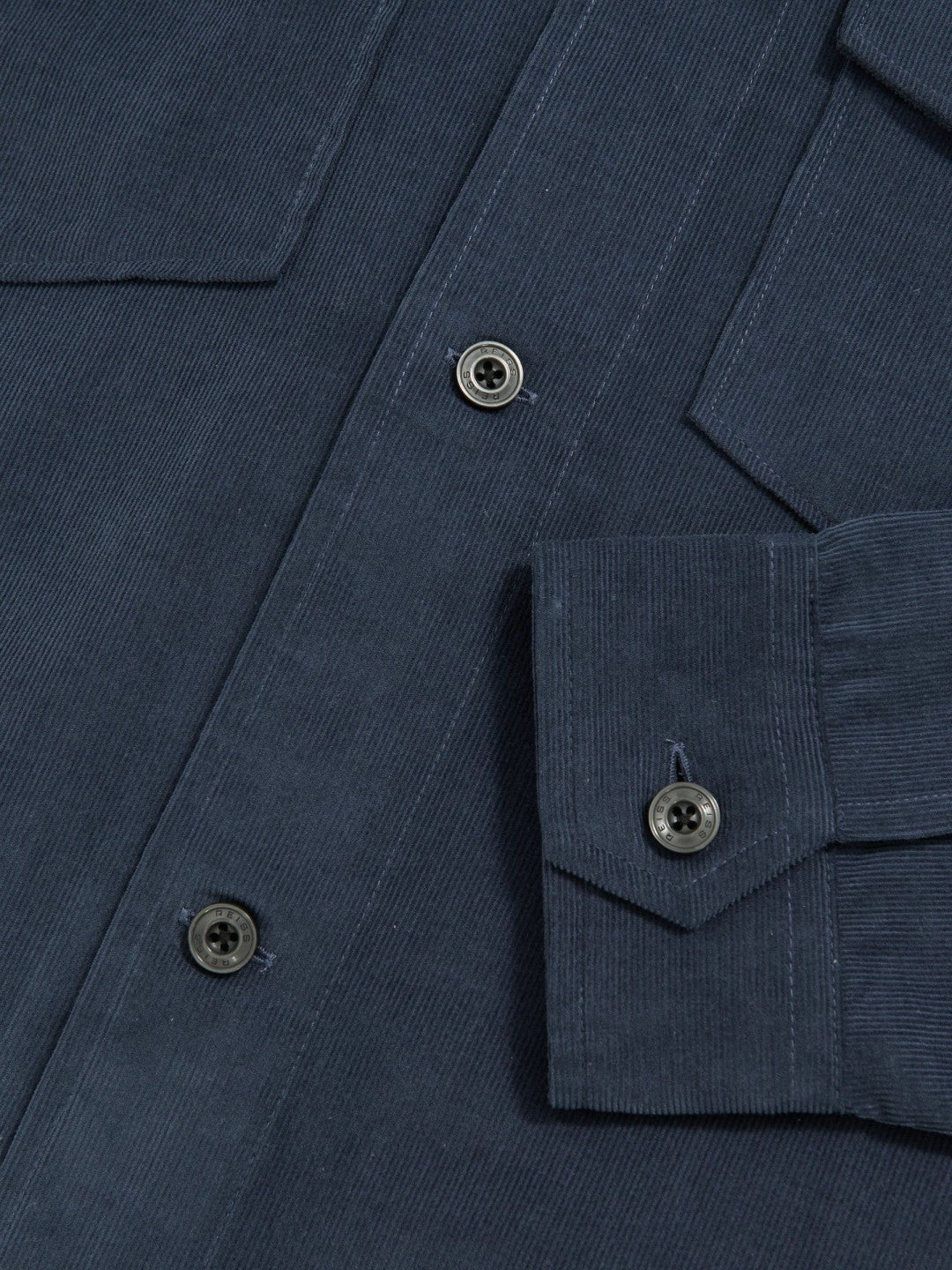 Men Cotton Corduroy Twin-Pocket Overshirt in Airforce Blue