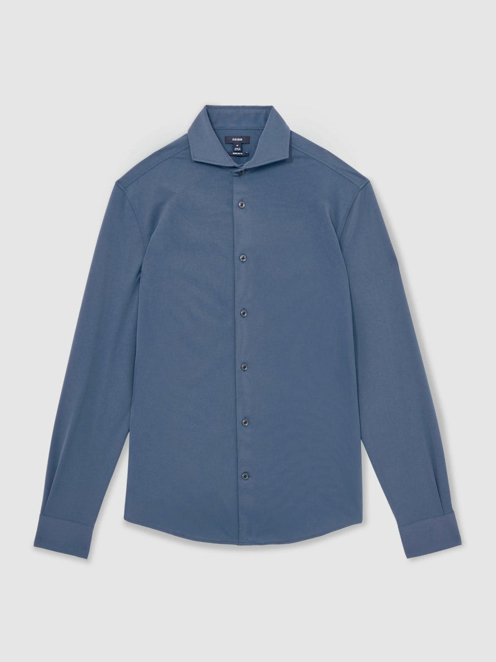 Men Stretch Jersey Cutaway-Collar Shirt in Dark Airforce Blue