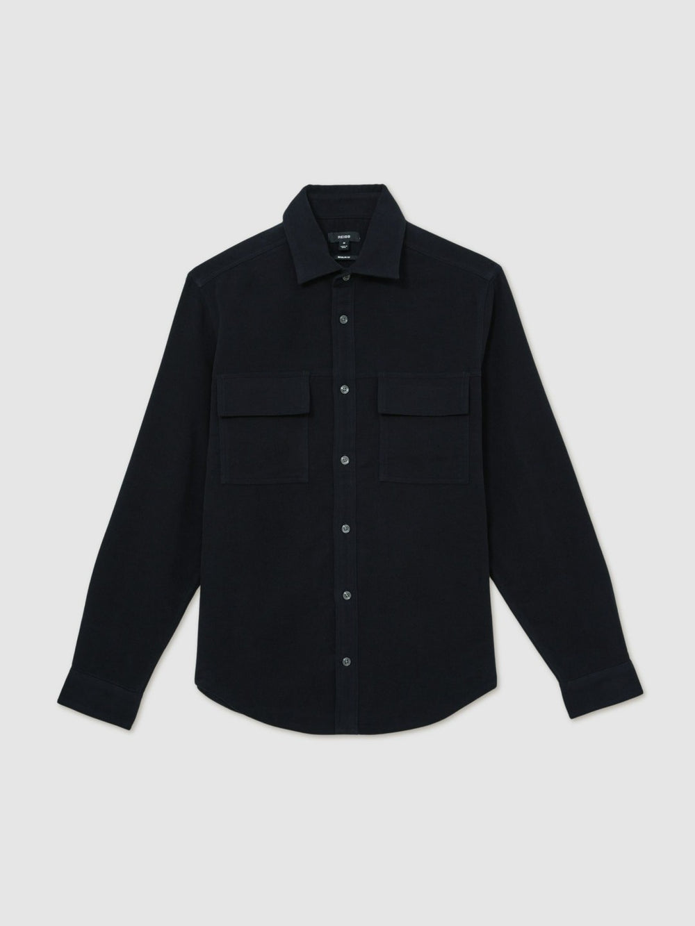 Men Moleskin-Cotton Twin-Pocket Overshirt in Navy