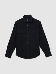 Men Moleskin-Cotton Twin-Pocket Overshirt in Navy