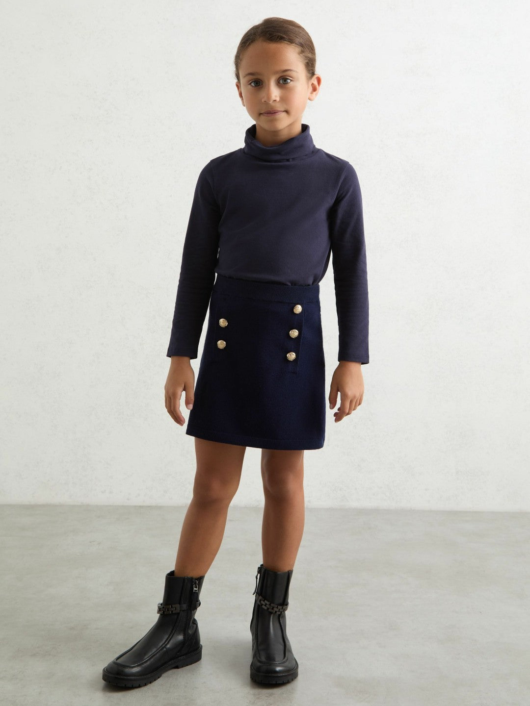 Children & Baby 9-13 yrs Cotton-Jersey Roll-Neck Top with Stretch in Navy