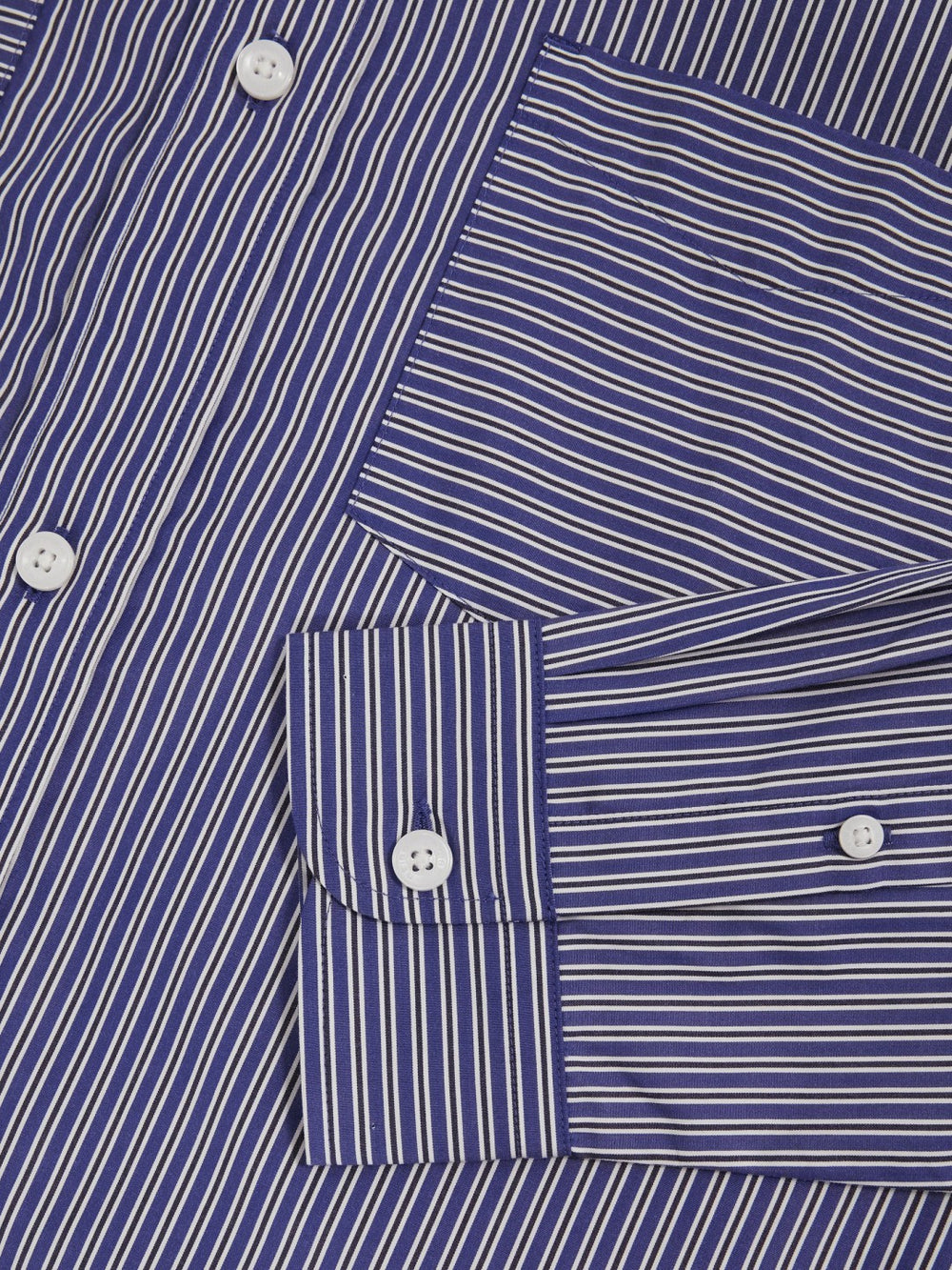 Men Cotton-Poplin Stripe Twin-Pocket Shirt in Blue/White