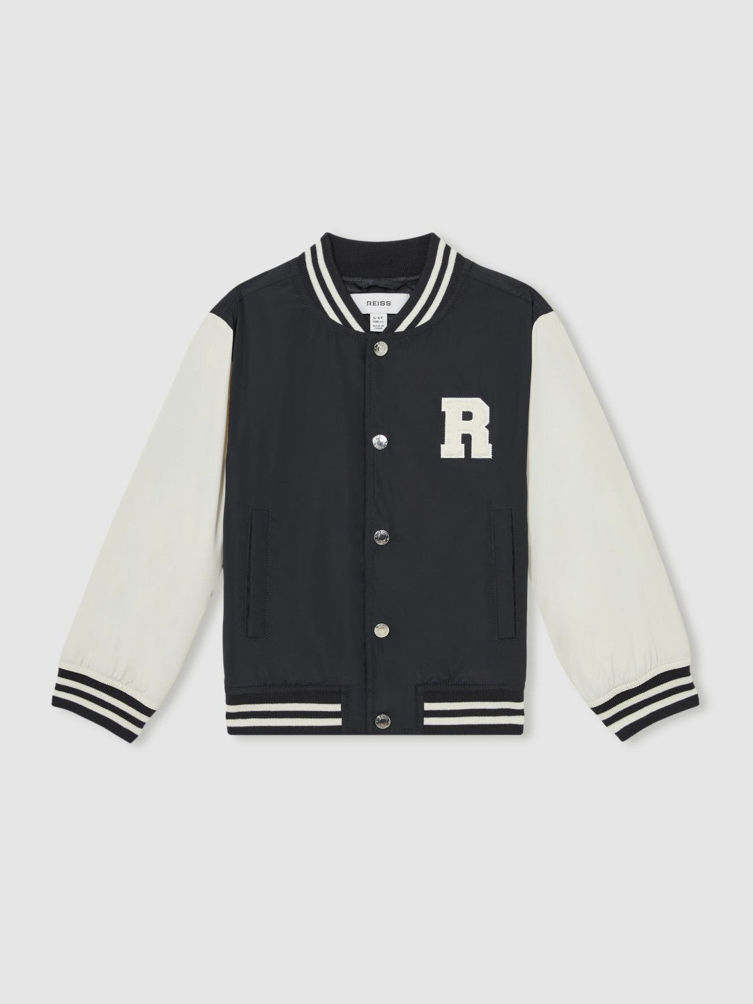 Children & Baby 13-14 yrs Colour-Block Varsity Bomber Jacket in Navy/ Off White