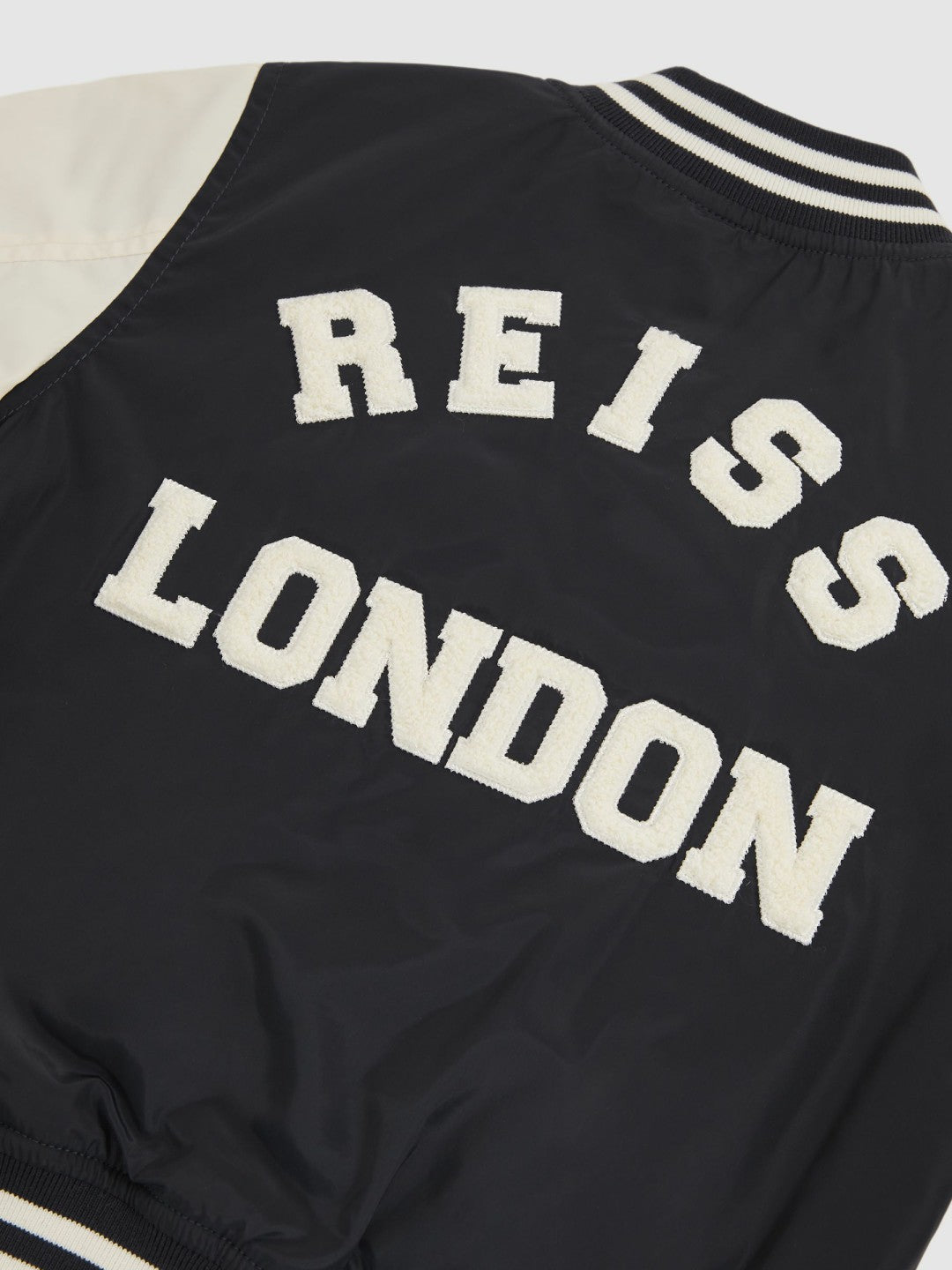 Children & Baby 13-14 yrs Colour-Block Varsity Bomber Jacket in Navy/ Off White
