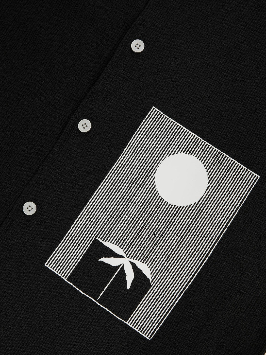 Men Graphic Print Cuban-Collar Shirt in Black