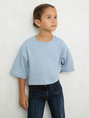 Children & Baby 3-9 yrs Cotton Oversized Cropped T-Shirt in Blue