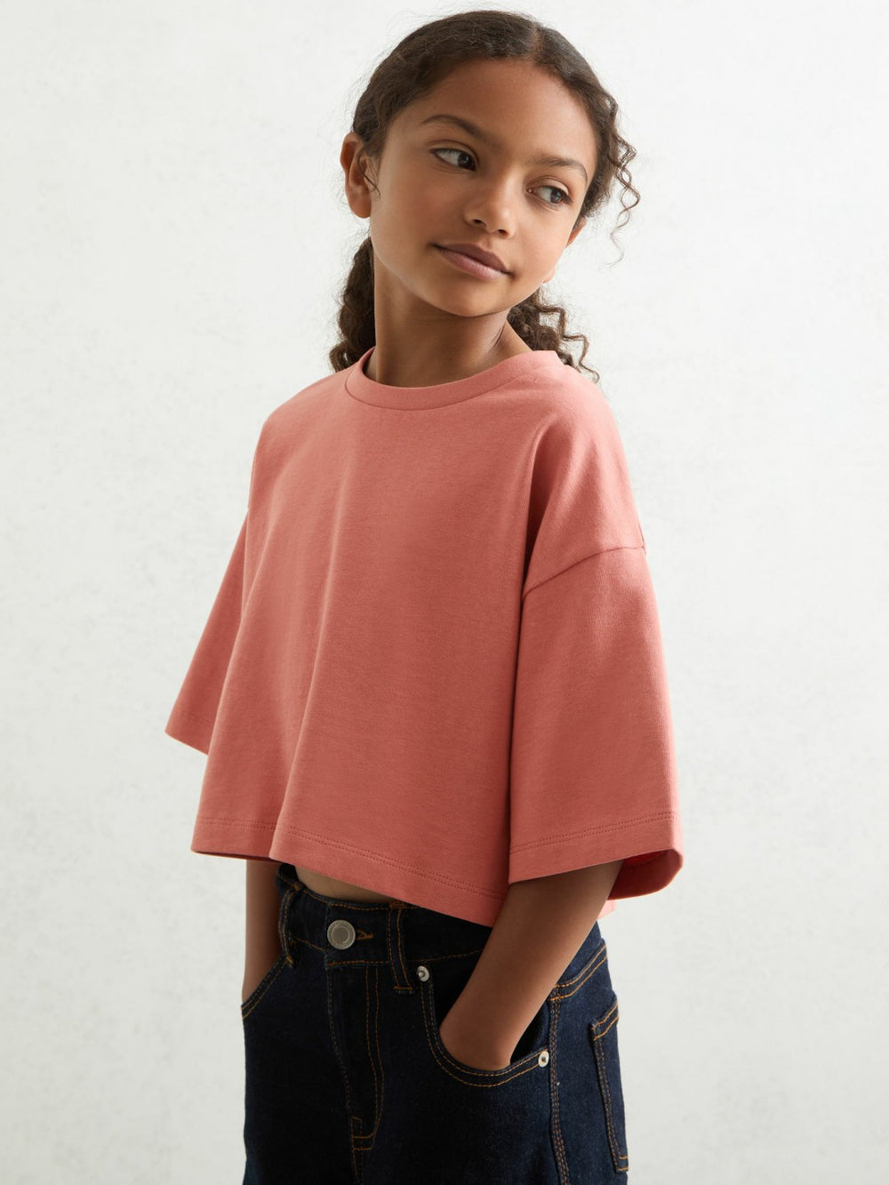 Children & Baby 9-13 yrs Cotton Oversized Cropped T-Shirt in Rose