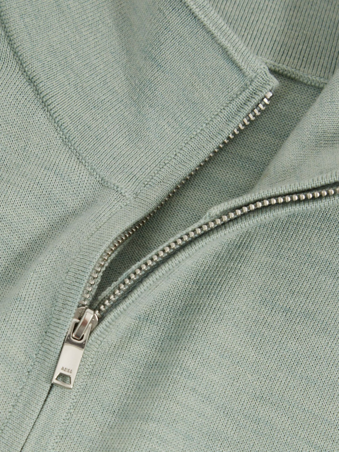 Men Merino Wool Half-Zip Jumper in Sage Green Melange