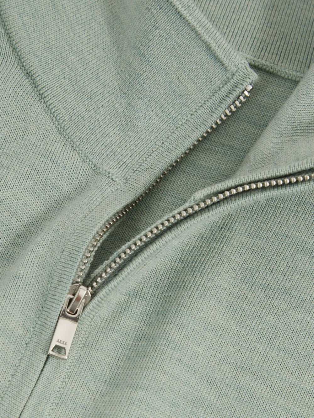 Men Merino Wool Half-Zip Jumper in Sage Green Melange