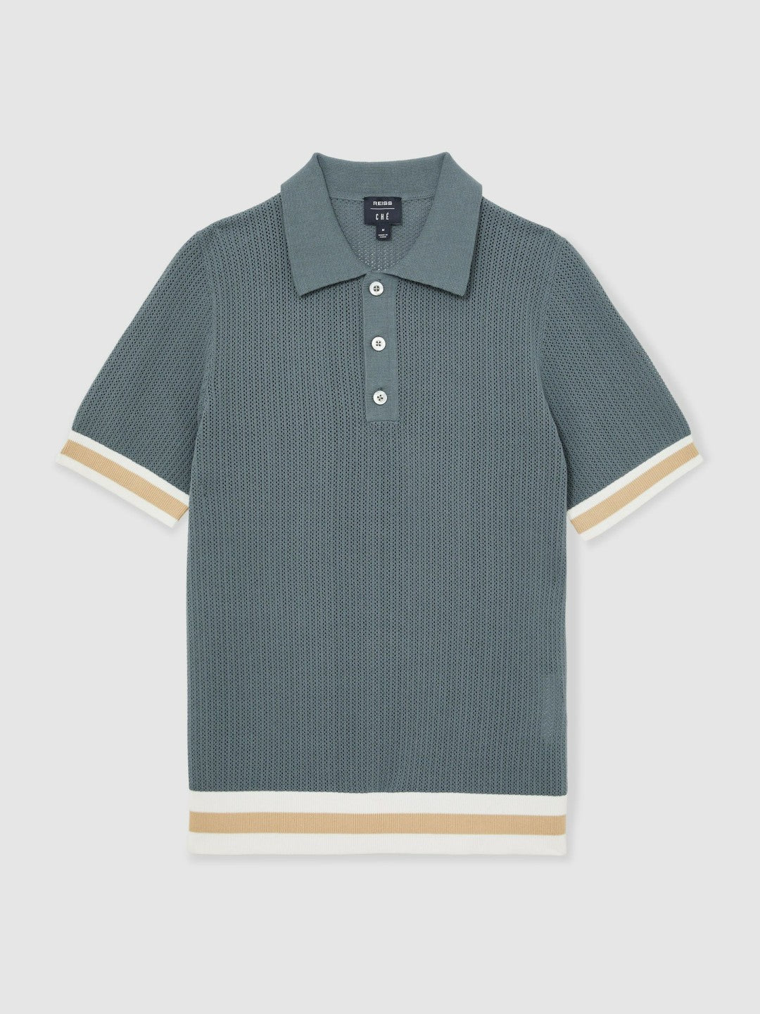 Men | Ché Cotton Knit Polo Shirt in Airforce Blue