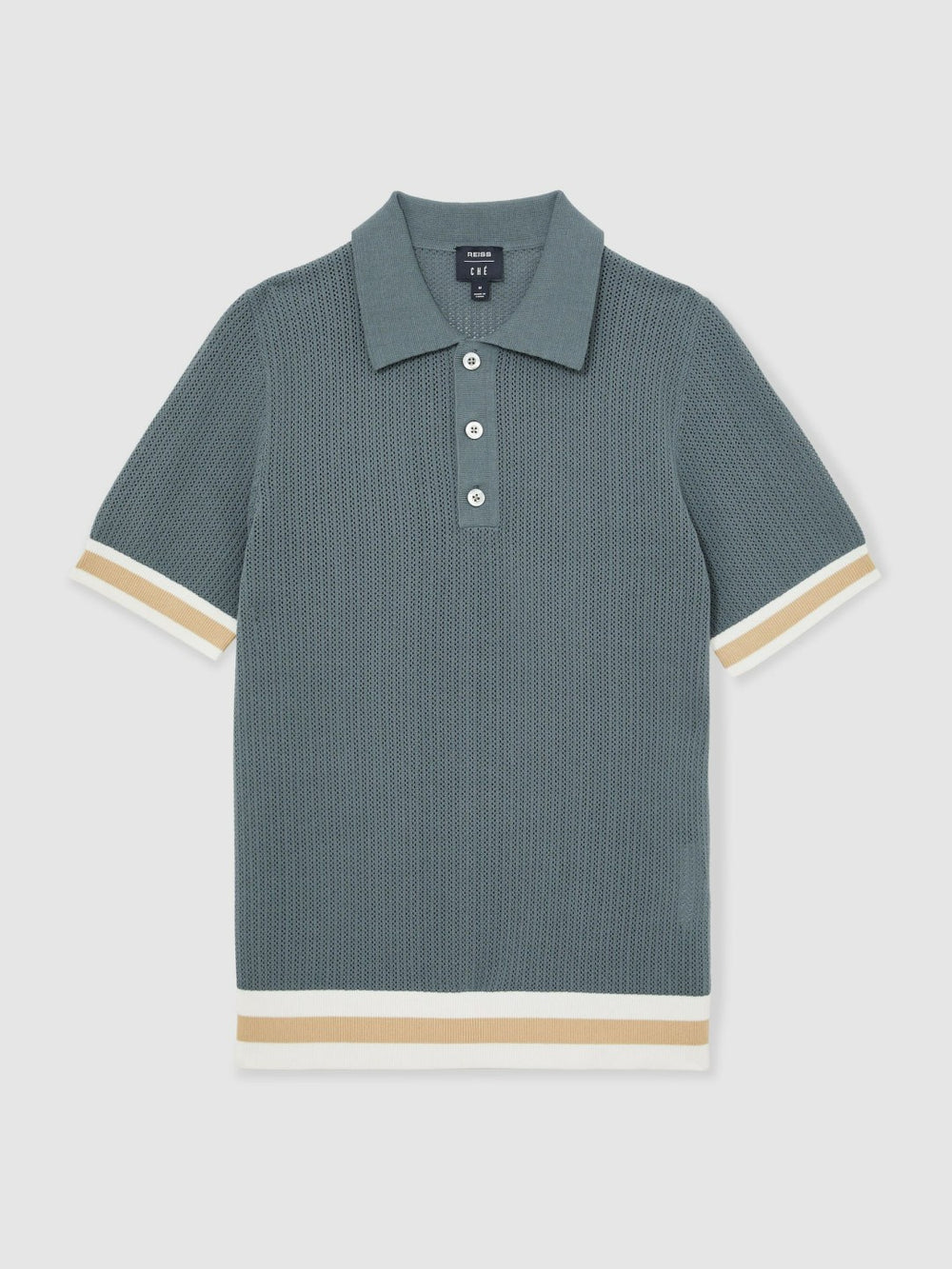 Men | Ché Cotton Knit Polo Shirt in Airforce Blue