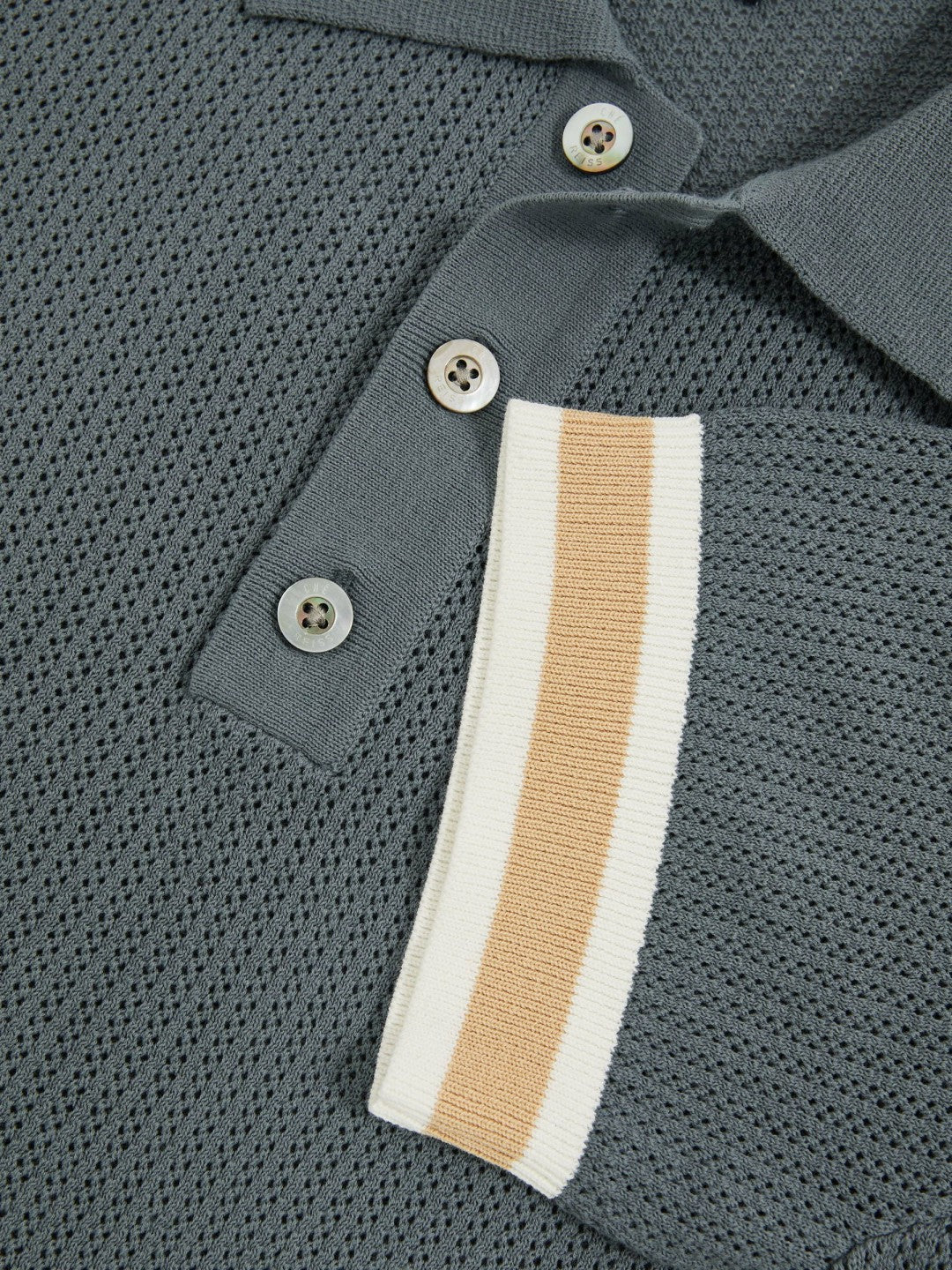 Men | Ché Cotton Knit Polo Shirt in Airforce Blue
