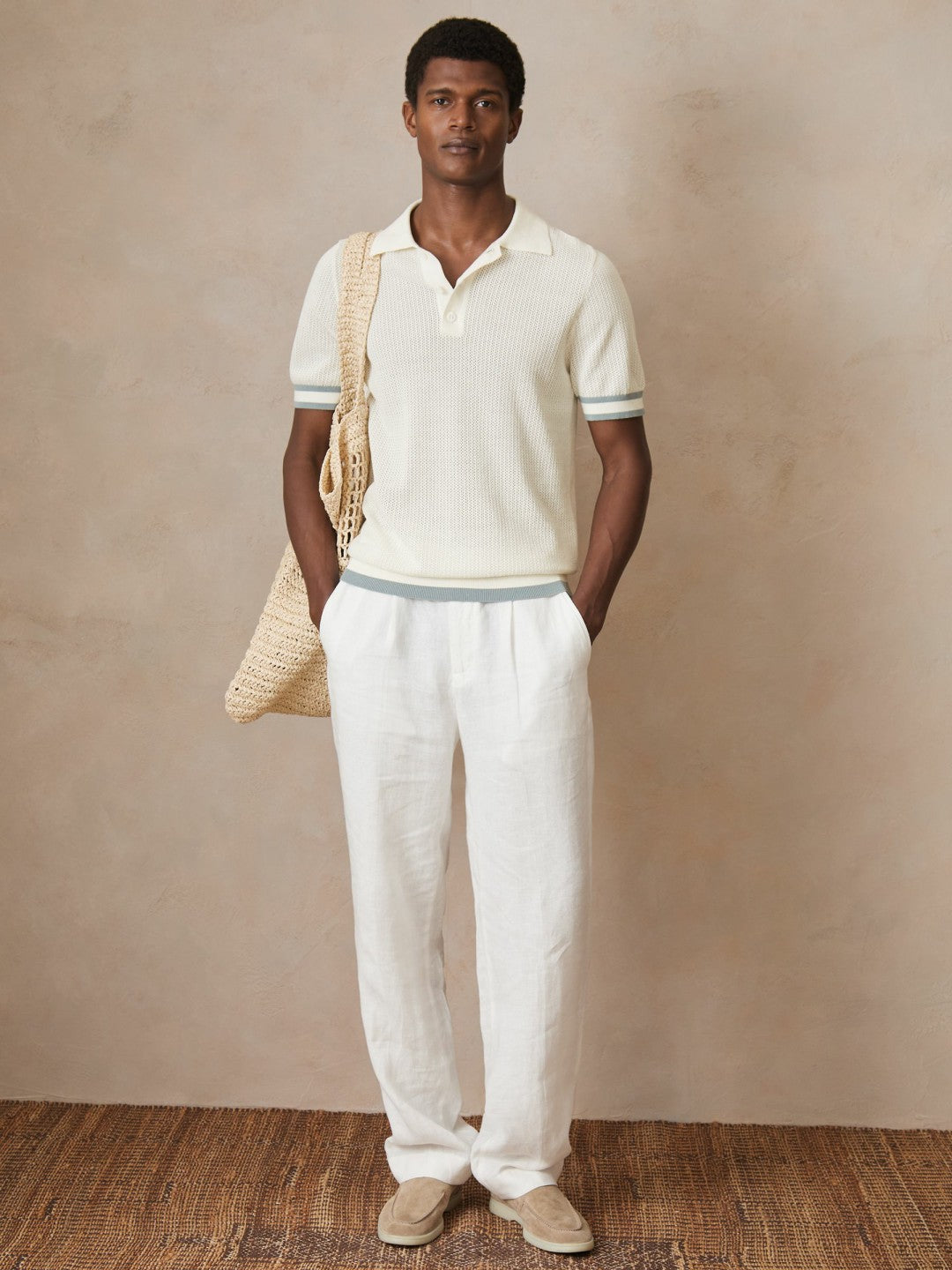 Men | Ché Cotton Knit Polo Shirt in White