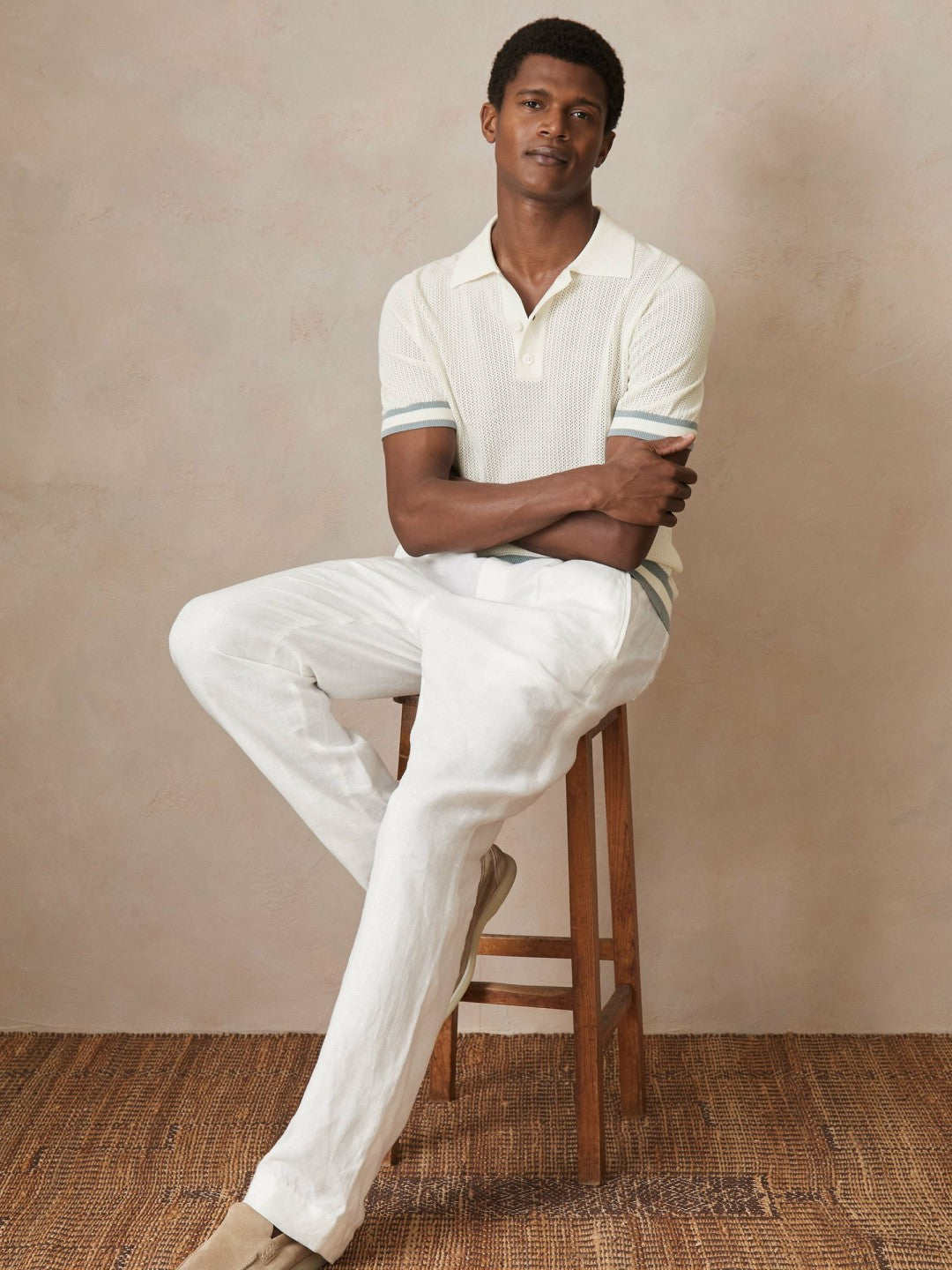 Men | Ché Cotton Knit Polo Shirt in White