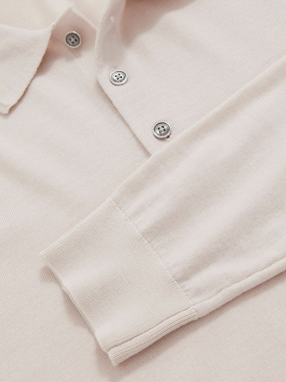 Men Merino Wool Long-Sleeve Polo Shirt in Beige