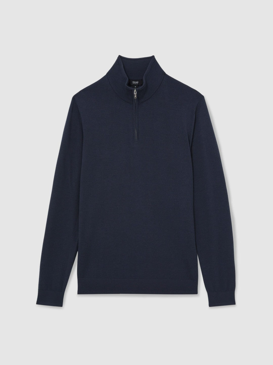 Men Merino Wool Half-Zip Jumper in Midnight Navy