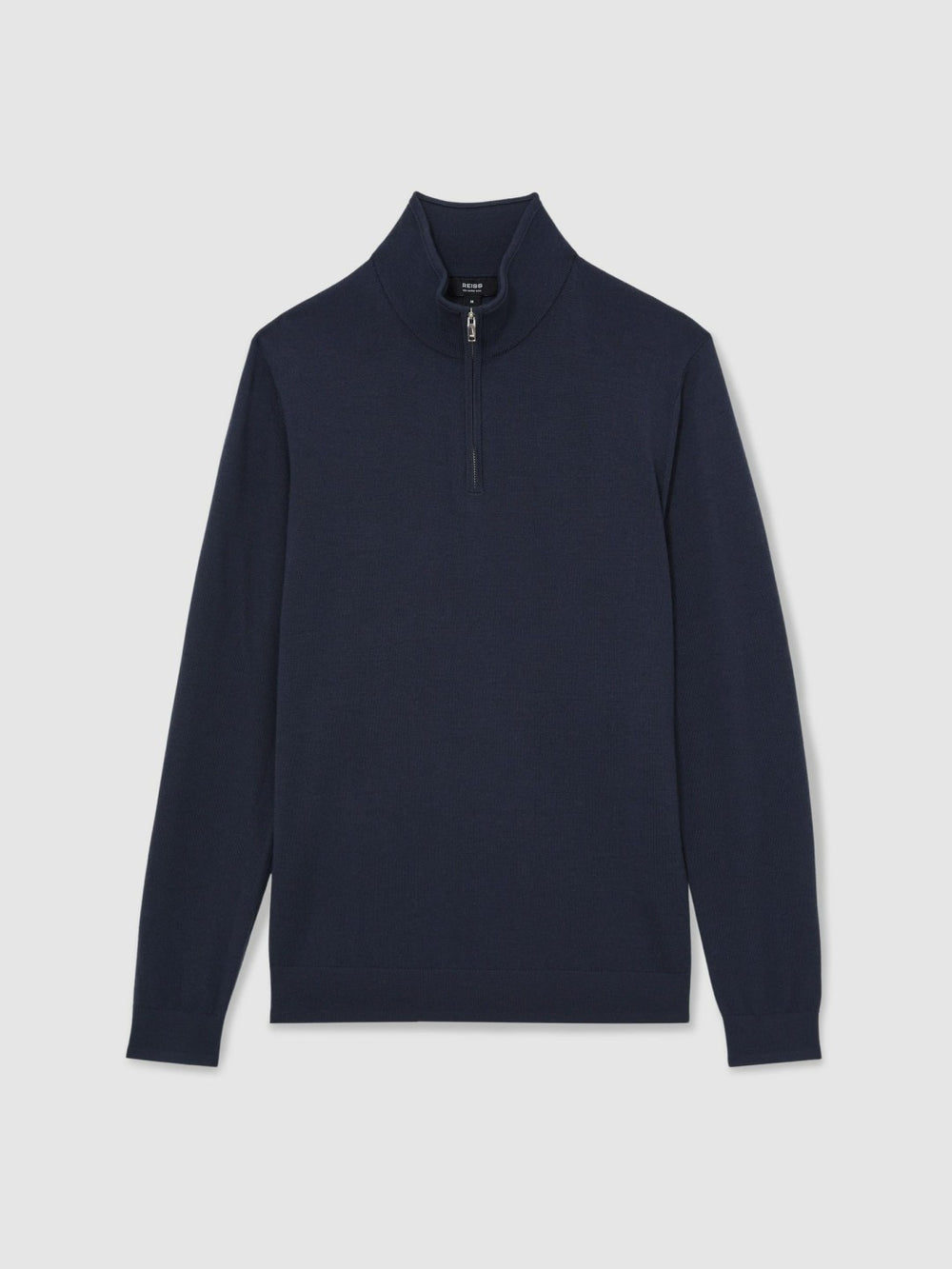 Men Merino Wool Half-Zip Jumper in Midnight Navy